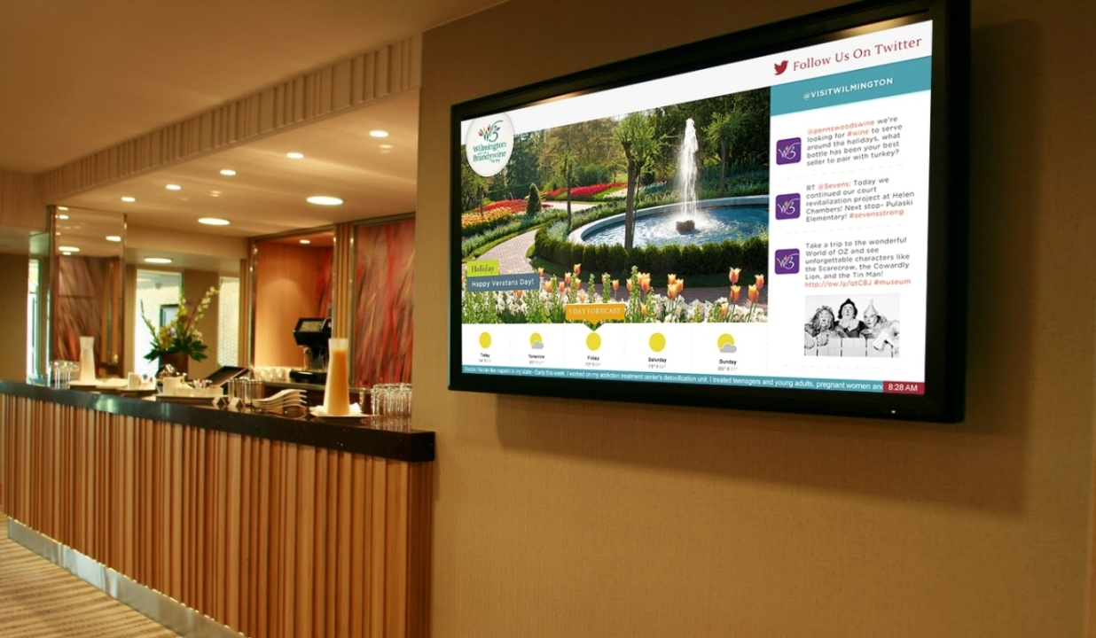 Tela digital em restaurante